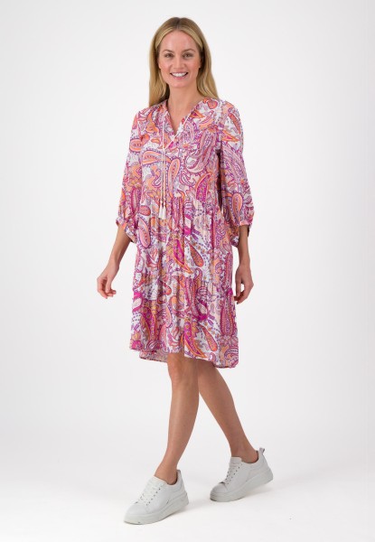 Midi Paisley Kleid mit 3/4 Arm von justWhite Topansicht
