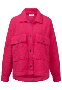 Teddyfell Jacke mit Hemdkragen in Pink