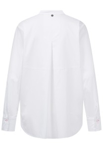 Henleykragen Bluse in Weiß mit Details in Neonpink