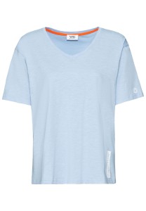 Basic Baumwoll Flammgarn T-Shirt mit V-Ausschnitt