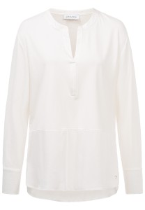 Weißes Blusenshirt mit Henley-Kragen