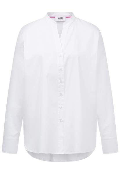 Henleykragen Bluse in Weiß mit Details in Neonpink von you. justWhite Hollowman