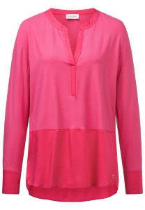 Pinkes Blusenshirt mit Henley-Kragen