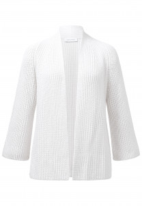 Weißer Strick Cardigan mit Schalkragen