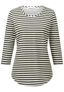 Streifenshirt mit 3/4-Arm in Grün